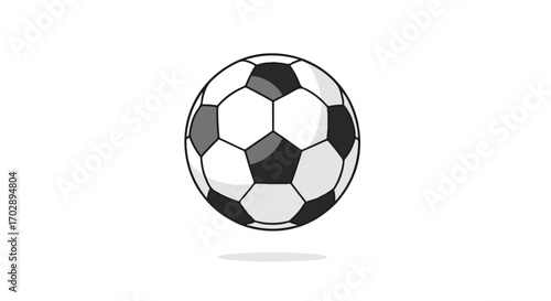 Dynamic Illustration of a Soccer Ball with Classic Black and White Pattern in Action