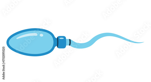 Illustration of a classic blue rubber balloon with a long stream of air escaping in a minimalist style suitable for educational or playful design