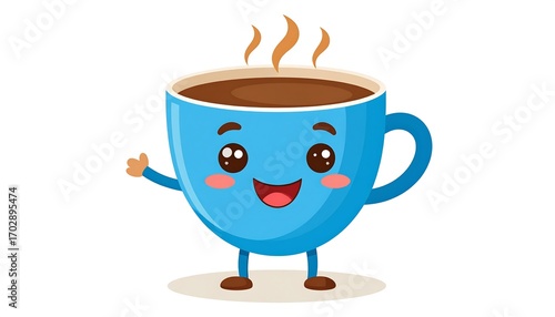 Cute cartoon coffee cup with a happy expression