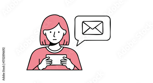 Woman receives important email notification on tablet, modern communication concept