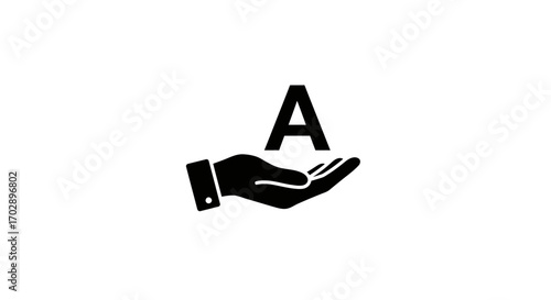 Black and white silhouette icon of a hand presenting a classic perfume bottle with atomizer
