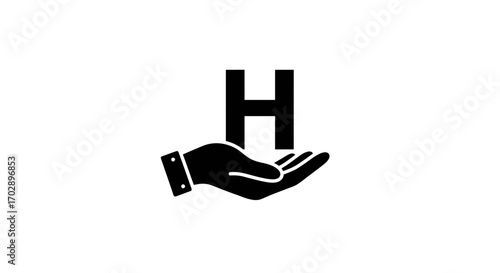 Hand icon offering information, representing digital support, data services and guidance