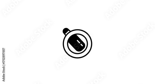 Modern linear icon of a cup of tea or coffee with a stirring spoon, isolated on white background