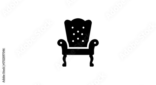 Classic armchair silhouette vector icon, elegant vintage furniture graphic design element for home decor