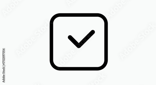 Minimalist line art check mark icon in a rounded square for success and confirmation