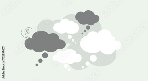 Capturing creative ideas and inspiration with abstract thought bubbles and swirling wind elements