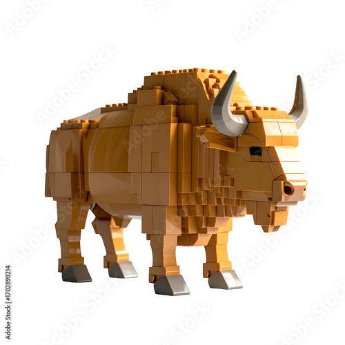 Toy bison brick animal