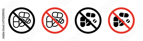 Stop using illegal drugs signs vector graphics collection on white background