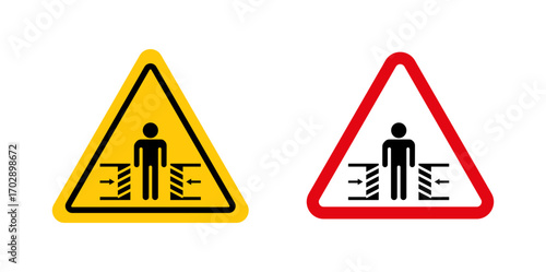 Risk of crushing warning signs vector graphics collection on white background