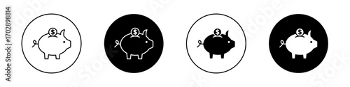 Piggy bank icons vector graphics collection on white background