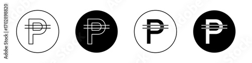 Philippine currency icons vector graphics collection on white background