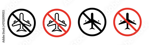 No plane sign vector graphics collection on white background