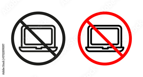 No laptop sign vector graphics collection on white background