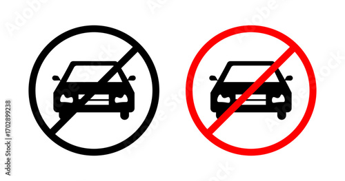 No cars sign vector graphics collection on white background
