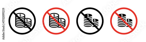 No cash sign vector graphics collection on white background