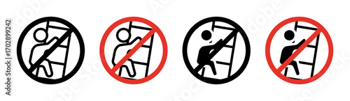 No climbing allowed sign vector graphics collection on white background