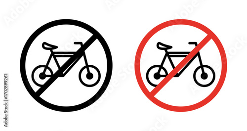 No bicycle sign vector graphics collection on white background