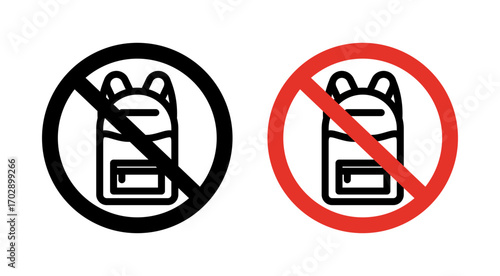 No backpacks allowed sign vector graphics collection on white background