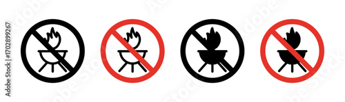 No barbecue with fire sign vector graphics collection on white background