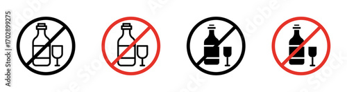 No alcohol sign vector graphics collection on white background