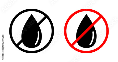 No Water drop sign vector graphics collection on white background