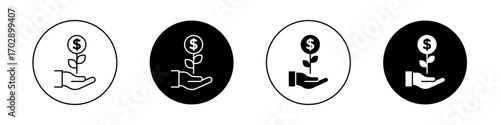 Money tree icons vector graphics collection on white background