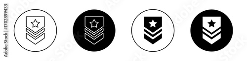 Military rank badge icons vector graphics collection on white background