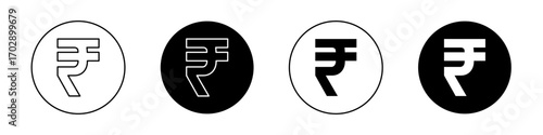 Indian rupee icons vector graphics collection on white background