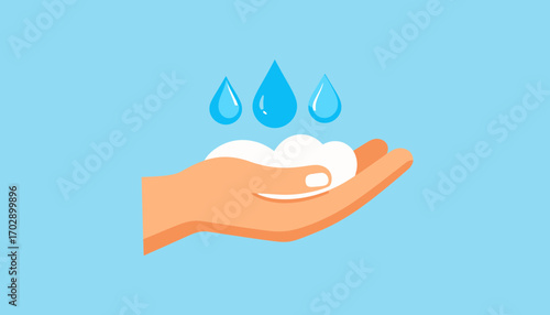 Hand washing with soap and water, promoting hygiene and health, perfect for healthcare uses.