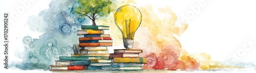 Learning and Development Month. A creative illustration blending books with a light bulb, symbolizing knowledge, inspiration, and the power of ideas.