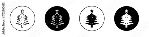 Christmas tree icons vector graphics collection on white background