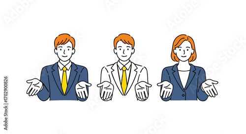 Professional team offering help and support with open hands in a clean, modern style