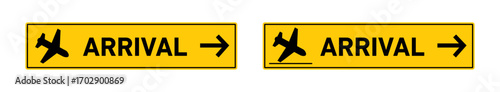 Airport arrival signs vector graphics collection on white background