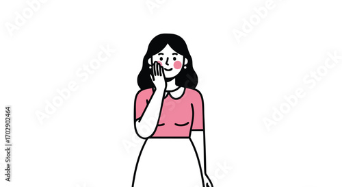 Young woman shares a secret with a smile, perfect for confidential business announcements or personal news