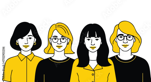 Diverse women collaborating confidently, representing teamwork and modern professional synergy
