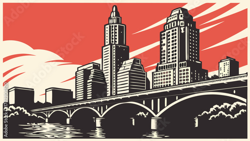 Austin skyline vector is suitable for travel flyers, postcards, and citythemed designs. Perfect for promoting tourism and local businesses.