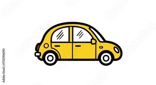 Adorable yellow compact car illustration ready for your automotive themed project today