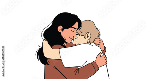 Two people sharing a warm, intimate embrace, conveying deep connection and comfort.