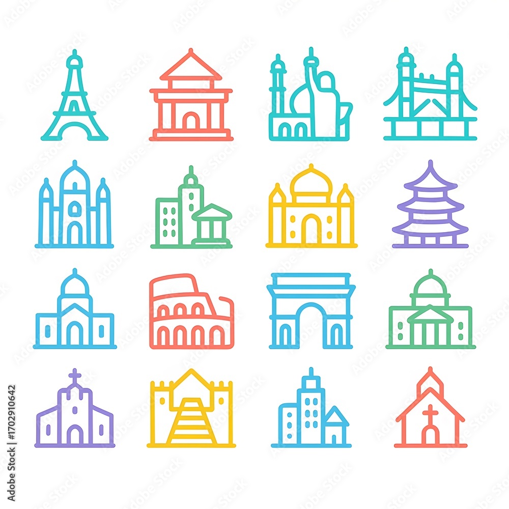 Fototapeta premium 25 Landmark Icons