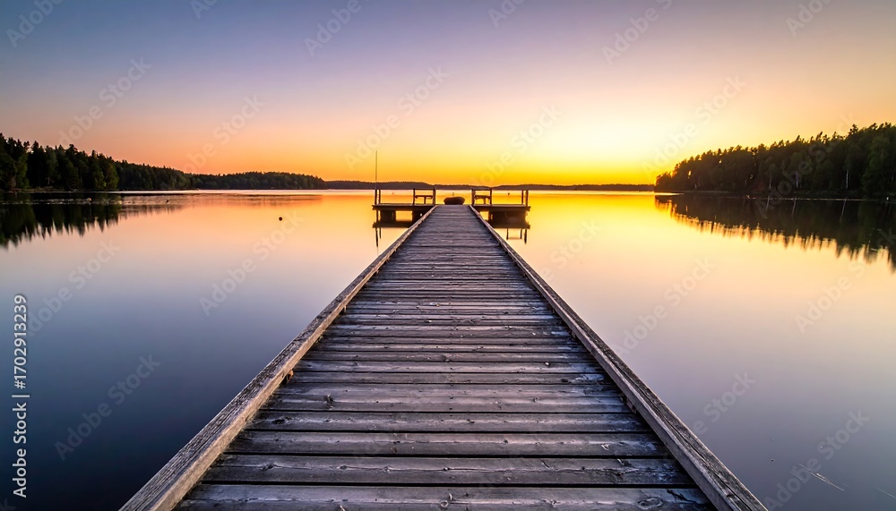 Fototapeta premium Serene sunrise over a tranquil lake (1)