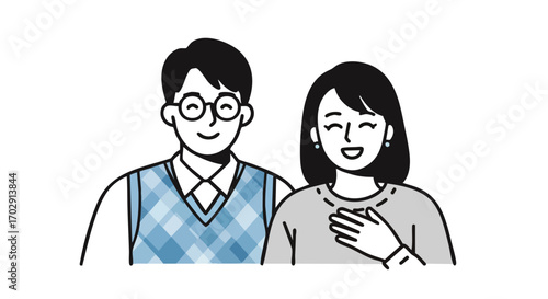 Joyful couple sharing a happy moment together with genuine smiles and warm connection