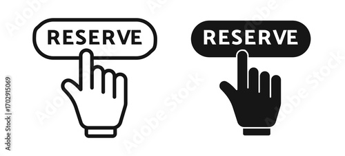 Hand Clicking Reserve Button, Isolated on White Background