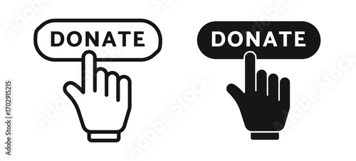 Hand Clicking Donate Button, Isolated on White Background