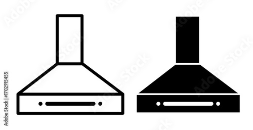 Kitchen Range Hood Icons Isolated on White Background