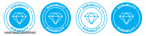 Durability Diamond Icon Set in Circular Badge with Blue Background
