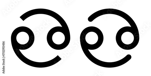 Cancer Zodiac Symbol Pair Isolated on White Background