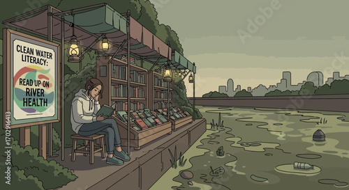 Promoting Water Literacy Through Riverfront Pop-Up Bookstore Experience Concept
