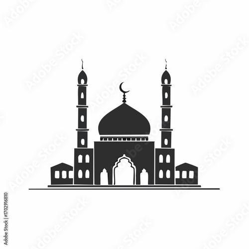 Mosque Silhouette Islamic Symbol Religious Architecture Minarets and Dome Muslim Faith high quality professional
