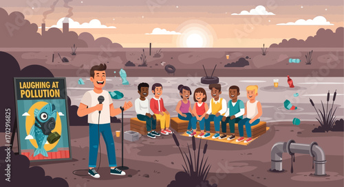 Humorous take on environmental degradation through stand-up comedy show