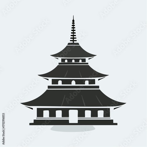 Pagoda Silhouette Minimalist Style Traditional Japanese Architecture Temple Landmark Asia high quality professional